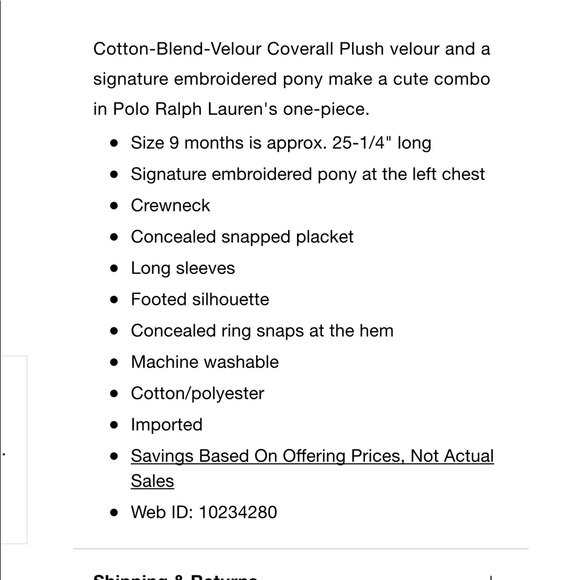 Ralph Lauren velour one piece coverall - Picture 3 of 8